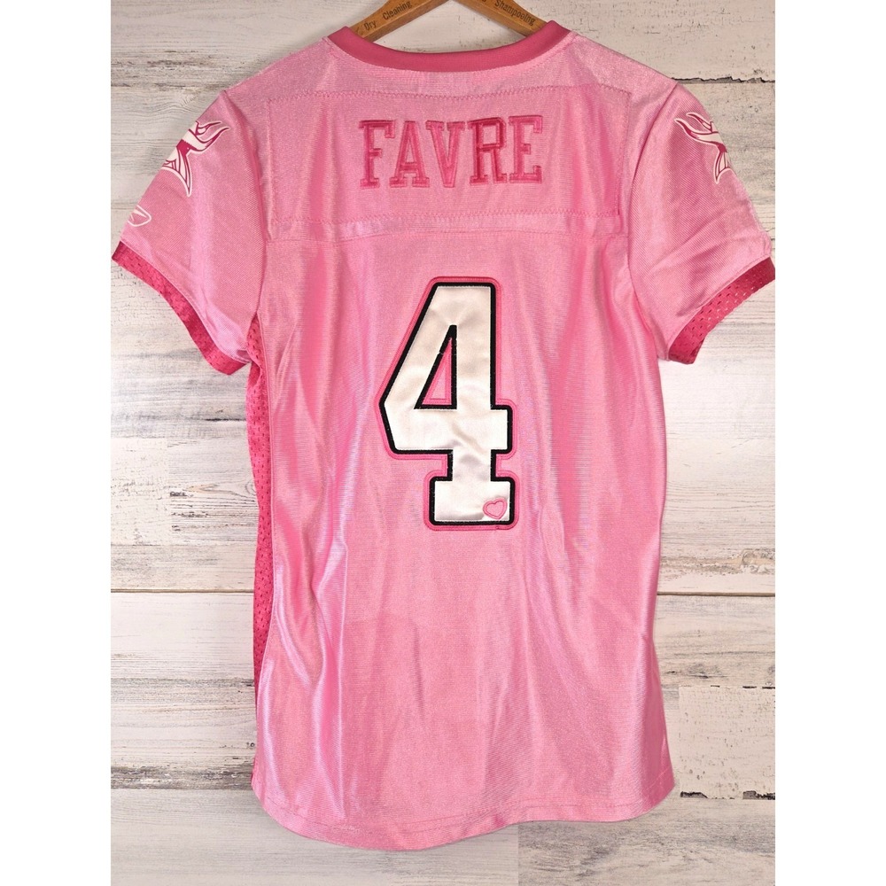 Reebok Minnesota Vikings Jersey Womens Medium Pink‎ Brett Favre #4 NWT Football